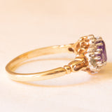Anello vintage in stile vittoriano in oro giallo e bianco 9K con ametista (0.50ctw ca.) e diamanti