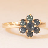 Anello a margherita in oro giallo 9K con zaffiri (1.20ctw ca.), anno 1992