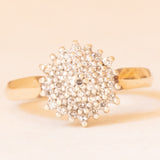 Anello a fiore vintage in oro giallo e bianco 9K con diamanti (0.18ctw ca.), anno 1994