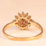 Anello a fiore vintage in oro giallo 9K con diamanti (0.20ctw ca.)