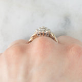 Anello a fiore vintage in oro giallo 9K con diamanti (0.25ctw ca.), anni ‘80