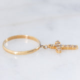 Anello vintage in oro giallo 18K con pendente a croce con diamanti di taglio brillante (0.30ctw), anni ‘90