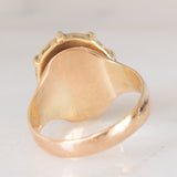 Solitario vintage in oro giallo 8K con granato, anni ‘50/‘60