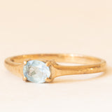 Anello solitario vintage in oro giallo 9K con topazio azzurro (0.35ct ca.), anno 1989