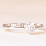 Solitario in oro bianco 18K con diamante di taglio vecchia Europa (0.35ct ca.)