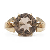 Anello vintage da cocktail in oro giallo 8k con quarzo fumé