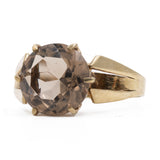 Anello vintage da cocktail in oro giallo 8k con quarzo fumé