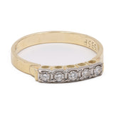 Anello vintage a riviera in oro giallo 14k con diamanti (0,10ctw)