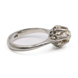 Anello vintage solitario in oro bianco 18K con diamante di taglio vecchio (0.45ct ca.), anni '60