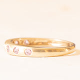 Anello gypsy in oro giallo 9K con zaffiri rosa sintetici (0.28ctw ca.), anno 2004