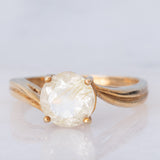 Solitario vintage in oro giallo 9K con quarzo rutilato (1.35ct)