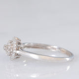 Anello a fiore vintage in oro bianco 9K con diamanti (0.10ctw ca.), anni ‘80