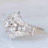 Anello vintage in oro bianco 14K con diamanti (0.50ctw ca.), anni ‘70/‘80
