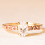 Anello vintage in oro giallo 9K con acquamarina (0.65ct ca.) e tormaline rosa (0.12ctw ca.), anno 2005