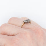 Anello vintage a fiore in oro giallo 9K con diamanti (0.15ctw ca.)