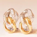 Orecchini vintage in oro giallo e bianco 18K con diamanti, anni ‘70/‘80