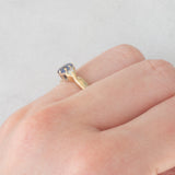 Trilogy vintage in oro giallo 9K con tanzanite (0.35ct ca.) e diamanti di taglio brillante (0.05ctw ca.), anni ‘90