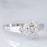 Anello a margherita vintage in platino con diamanti di taglio brillante (0.51ctw ca.), anni ‘70/‘80