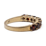 Anello vintage a veretta in oro giallo 8k con granati