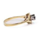 Anello vintage in oro giallo 14k con zaffiro e diamanti