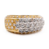 Anello vintage in oro giallo e bianco 18K con diamanti (0,53ctw), anni '80