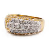 Anello vintage in oro giallo e bianco 18K con diamanti (0,53ctw), anni '80