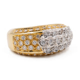 Anello vintage in oro giallo e bianco 18K con diamanti (0,53ctw), anni '80