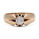 Anello antico solitario in oro 14k e diamante (0,44ct), anni '30/'40