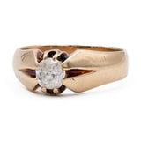 Anello antico solitario in oro 14k e diamante (0,44ct), anni '30/'40