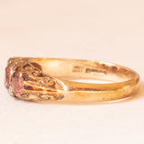 Anello vintage in oro giallo 9K con tormaline arancioni (0.80ctw ca.) e diamanti (0.04ctw ca.), anno 2006