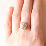 Anello a fiore vintage in oro giallo 9K e diamanti (0.25ctw ca.), anno 1994