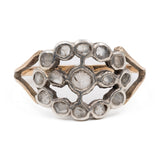 Anello antico in oro giallo 14k e argento con rosette, primi del '900