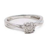 Anello vintage in oro bianco 9k con diamanti (0,15ctw)