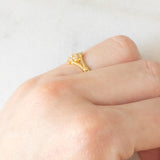 Anello a fiore vintage in oro giallo 14K con diamanti di taglio brillante (0.09ctw ca.), anni ‘60/‘70