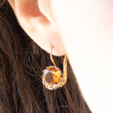 Orecchini antichi in oro giallo 18K e argento con quarzi citrini (4ctw ca.), primi del ‘900