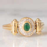 Anello doppio girevole in oro giallo 14K con rubino (0.20ct ca.)/smeraldo (0.14ct ca.) e diamanti, anni ‘80