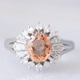 Anello ballerina in platino con topazio imperiale (1.85ct) e diamanti (0.72ctw), anni ‘80/‘90