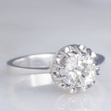 Solitario in oro bianco 18K con diamante di taglio vecchia miniera (0.97ct ca.)