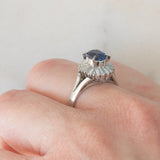 Ballerina in blu - Anello ballerina vintage in platino con zaffiro e diamanti