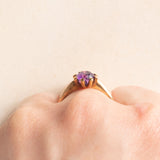 Solitario vintage in oro giallo 9K con ametista (0.60ct ca.), anni ‘60/‘70