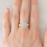 Anello vintage a fiore e a fascia con diamanti (0.52ctw ca.), anni ‘60/‘70