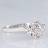 Anello a margherita vintage in oro bianco 14K con diamanti di taglio brillante (0.45ctw ca.)