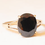 Anello da cocktail vintage in oro giallo 9K con quarzo nero (3ct ca.), anno 2006