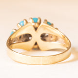 Anello vintage in oro giallo 8K con turchesi, anni ‘50