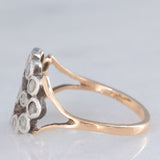 Anello antico in oro giallo 14K e argento con diamanti di taglio rosetta, primi del ‘900