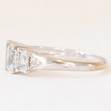Anello vintage in oro bianco 9K con acquamarine (1.10ctw ca.) e diamanti (0.06ctw ca.), anni ‘70