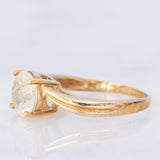 Solitario vintage in oro giallo 9K con quarzo rutilato (1.35ct)