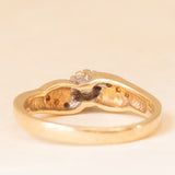 Anello vintage in oro giallo 9K con diamanti (0.15ctw ca.), anni ‘80