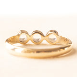 Trilogy vintage in oro giallo 14K con pietre di luna (0.40ctw ca.), anni ‘60/‘70
