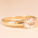 Solitario vintage in oro giallo 14K con morganite (1ct ca.), anni ‘80